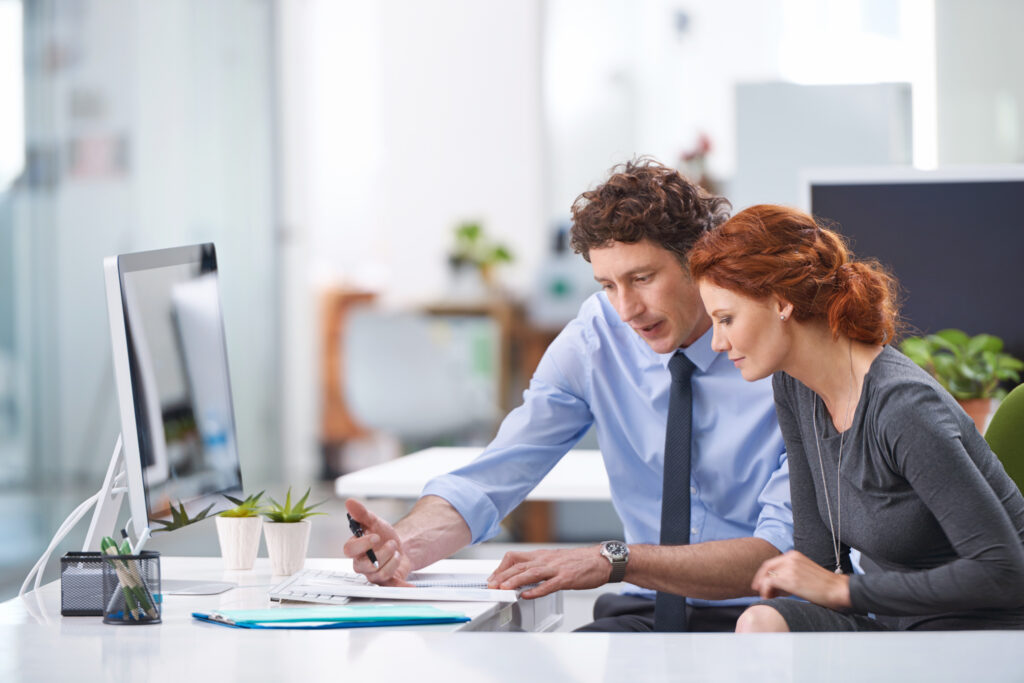 young business professionals discussing business loans